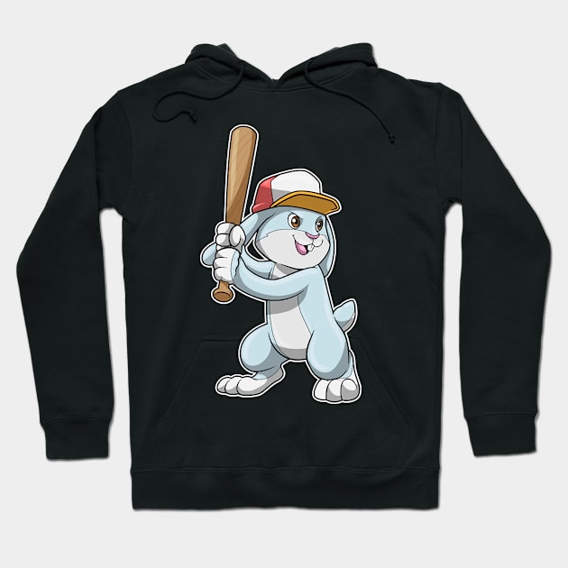 Rabbit at Baseball with Baseball bat Hoodie by Sonoma92